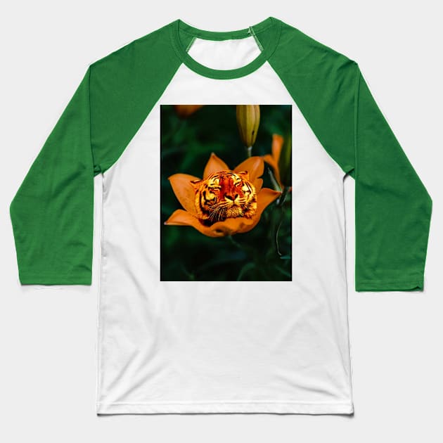 Tiger Lily Baseball T-Shirt by Art-by-Sanna